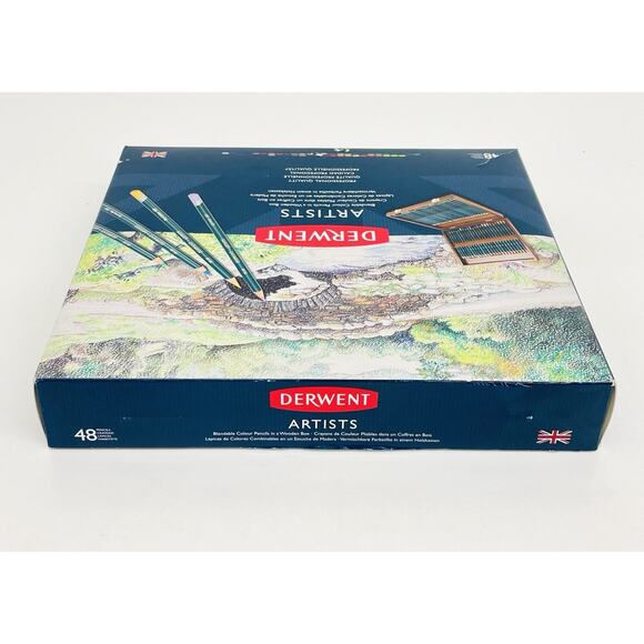 Derwent 48 Blendable Color Pencils w/ Wooden Gift Box Professional Quality New - Picture 8 of 9